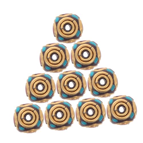 Uonlytech 12 Stück Tibetische Buddhistische Spacer-perlen aus Langlebigem Messing mit Großem Loch Ethnisches Nepal-design für DIY Schmuckherstellung Armband Halskette Ohrringe und Uonlytech 12 Stück Tibetische Buddhistische Spacer-perlen aus Langlebigem Messing mit Großem Loch Ethnisches Nepal-design für DIY Schmuckherstellung Armband Halskette Ohrringe und von Uonlytech