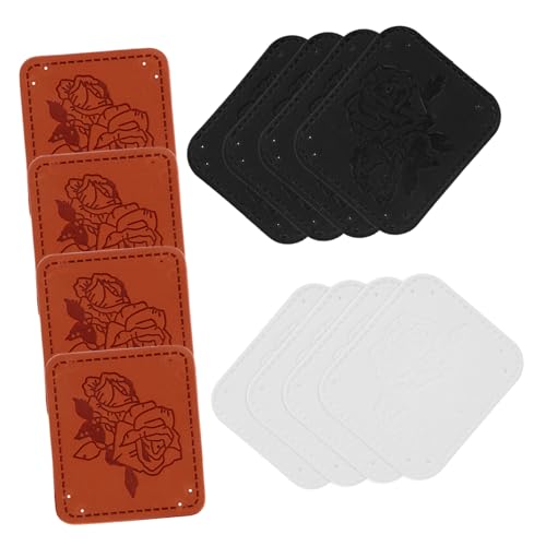 Uonlytech 12 Stück gehäkelte Etiketten Gewebte Bekleidungsetiketten Flecken Stichworte benutzerdefinierte Tags für handgefertigte Artikel Kunstlederanhänger für Häkelartikel Quilt-Etiketten von Uonlytech