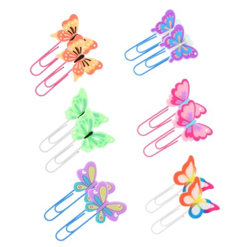 Uonlytech 12 Stück kawaii Büroklammern Kleine Papierklammern Miniclips für Büroklammern klein Schulbedarf kleine Büroklammerverzierungen Büroklammern gefärbt Papierclip PVC von Uonlytech
