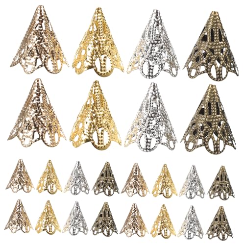 Uonlytech 120 Stück Perlenkappen zum selber basteln Schmuck Perlenendkappen Perlen Kappen Trompete Perlen für Armbänder Loch Perlen, Perlenkappen Endkappen aus Metallperlen DIY liefert Eisen von Uonlytech