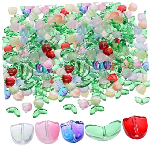 Uonlytech 120 Stück Tulpenperlen Halbe Transparente Glasperlen für Diy Schmuck Armbänder und Dekoration Vielseitige Bastelperlen für Handarbeiten und Projekte von Uonlytech