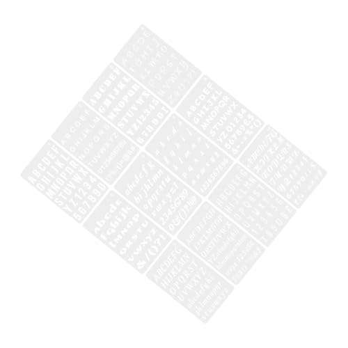 Uonlytech 12Blätter Pet Schablonen für Buchstaben und Zahlen Dekorative Schablonen für DIY Handwerk und Airbrush Malerei Geeignet für Wände und Möbelgestaltung von Uonlytech