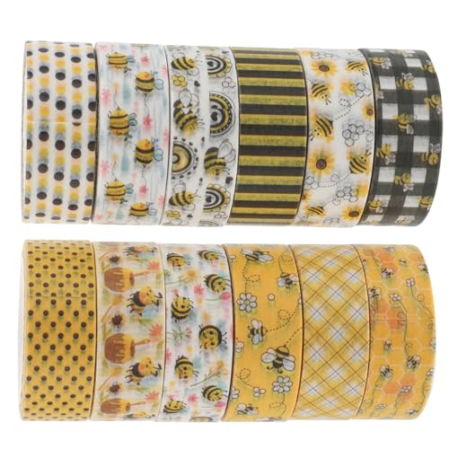 Uonlytech 12Rollen Washi Tape Set mit Bienenmotiv Dekoratives Scrapbooking Tape für DIY Projekte Journals Planer und Bastelarbeiten Vielseitig Einsetzbar und Leicht von Hand von Uonlytech