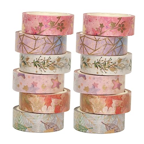 Uonlytech 12Stücke Teiliges Dekoratives Washi Tape Mischfarben Japanisches Klebeband für DIY Projekte Scrapbooking Geschenkverpackung und Kalendergestaltung von Uonlytech