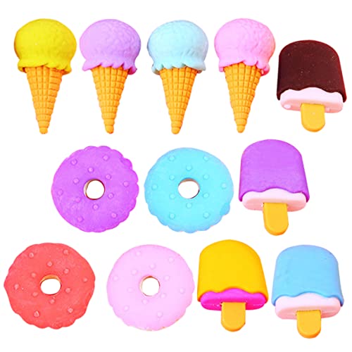 Uonlytech 12Stücke Teiliges Süße Dessert Radiergummis für Tragbare Mini Radierer im Eiskegel Design als Schulzubehör und zur Einschulung von Uonlytech