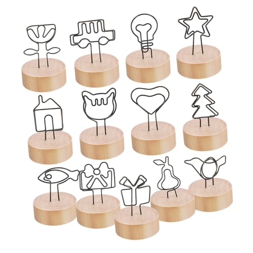 Uonlytech 13 Stück Hölzerne Klebernotizen Fotohalterclips Etikett Tischnummernschilder für die Hochzeit Mini Memo -Clips Bildclips Fotohalterständer Kartenhalter Halter für Büroklammern von Uonlytech