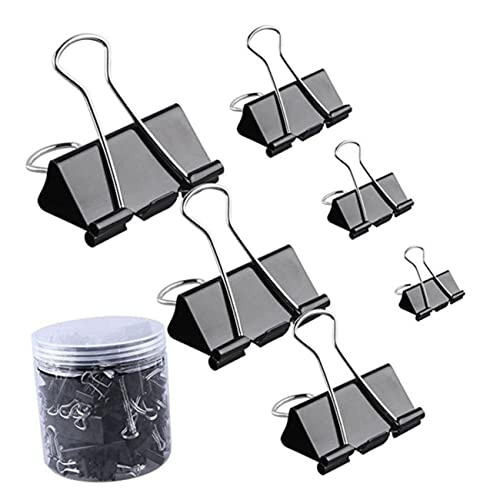 Uonlytech 130Stücke Schwarze Binderclips Verschiedene für Büro Home Office Schule Robuste Wiederverwendbare Büroklammern mit Breitem von Uonlytech