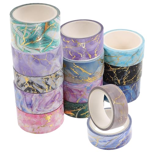 Uonlytech 14 Rollen Marmorband Streifen farbig Pastellband dekorative Bänder bunt Tagebuchband Scrapbooking mit dekorativem Klebeband Washi-Tape für Scrapbooking Washi Tape Flüsterpapier von Uonlytech