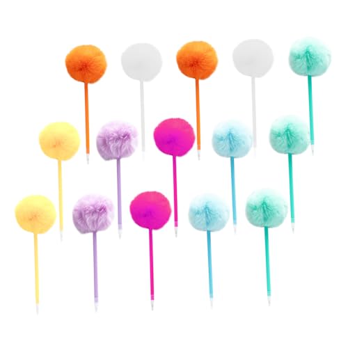 Uonlytech 15 Stück Teiliges Bunte Pom Pom Kugelschreiber Flauschige Kugelköpfe Weiche Pompom Schreibstifte für Mädchen Leichte Tragbare Schul Büro-accessoires für Schultag und von Uonlytech