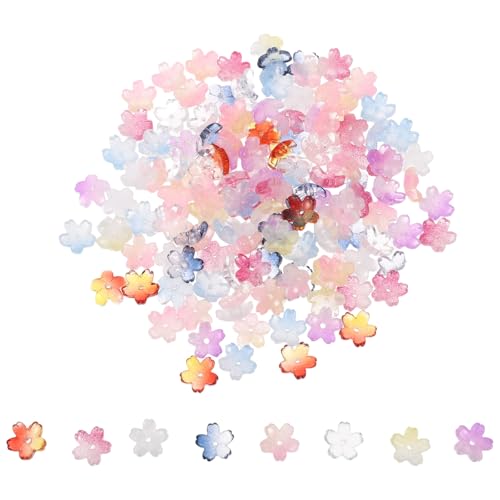 Uonlytech 150 Stück Glasblumenperlen: Farbverlaufs-Glasblumen-Abstandskappen – transparente Kirschblüten-Perlenkappen für selbstgemachten Schmuck, Halsketten, Armbänder, Dekorationen Uonlytech 150 Stück Glasblumenperlen: Farbverlaufs-Glasblumen-Abstandskappen – transparente Kirschblüten-Perlenkappen für selbstgemachten Schmuck, Halsketten, Armbänder, Dekorationen von Uonlytech