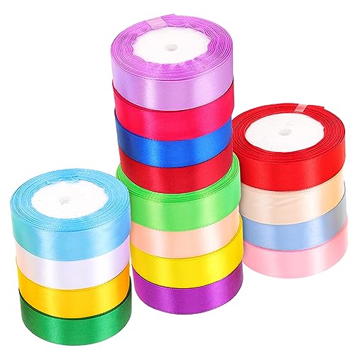 Uonlytech 16 Rollen Regenbogenband Bänder Massenband Rotes Band Geschenkband Für Haare Großes Band Weihnachtsband Dekoration Nähband Partyband Polyester von Uonlytech