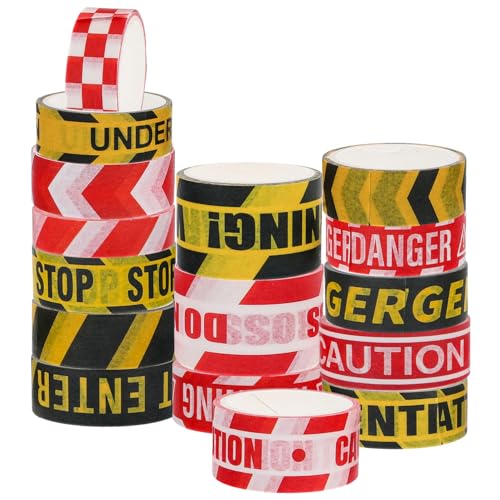 Uonlytech 16Rollen Warn Washi Tape Dekoratives Selbstklebendes Klebeband für DIY Projekte Geschenkverpackungen und Bullet Journaling pro Rolle von Uonlytech