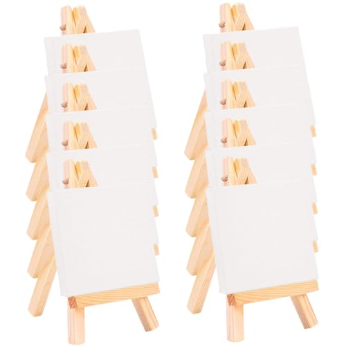 Uonlytech 18 Sätze Mini Staffelei mit Holzleinwänden Multifunktionale Mini Staffelei für Kreative Malprojekte für Diy Kunst und Dekorative Displays von Uonlytech