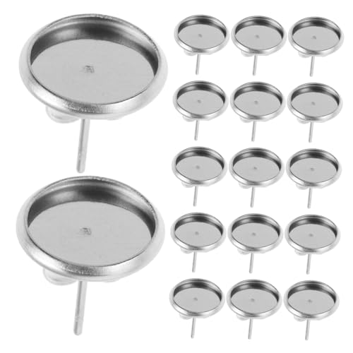 Uonlytech 180 Stück Edelstahl Cabochon Ohrstecker Fassung Flach Bezel Tray DIY Schmuckherstellung Ohrring Rohlinge mit Stopper für Individuelle Ohrstecker Designs von Uonlytech