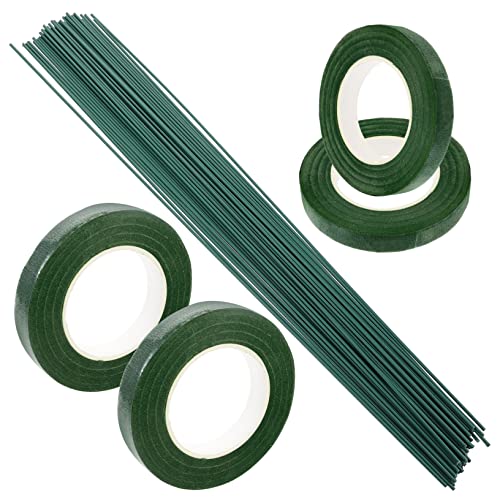 Uonlytech 1Satz DIY Blumenstiel mit Metallstielen und Tiefgrünes Klebeband für Blumenarrangements Hochzeitssträuße und Kunstblumen für Bastelprojekte von Uonlytech