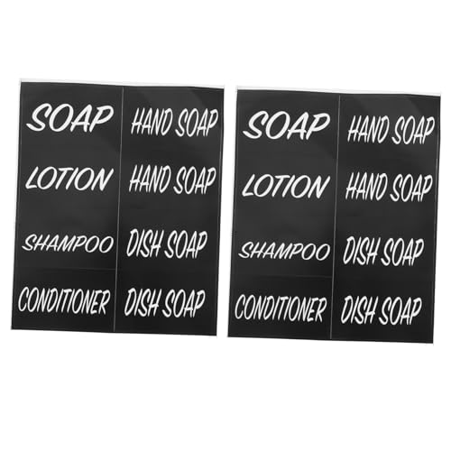 Uonlytech 2 Blatt Badetags Etikettenaufkleber für Badezimmerflaschen Wäscheetiketten für Gläser Reinigungsetiketten Shampoo-Etiketten Kosmetiketiketten Perle Synthetic Paper Black von Uonlytech