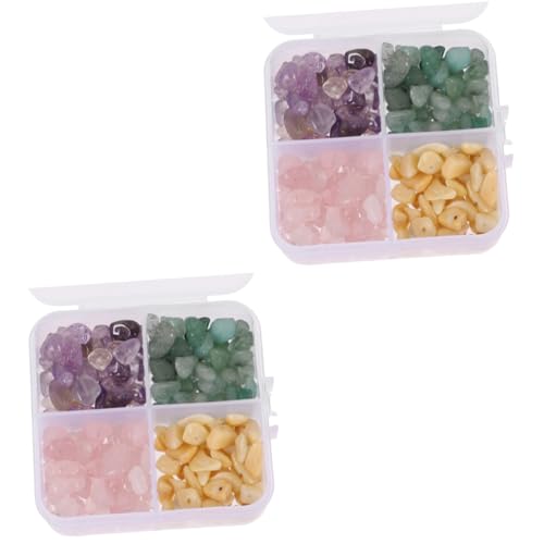 Uonlytech 2 Boxen Kiesbox Edelsteinperlen Chip -Steinperlen Edelstein-Chip-Perlen Kies Edelsteinperle DIY handgefertigte Perlen Steinperlen selber machen Rock- von Uonlytech