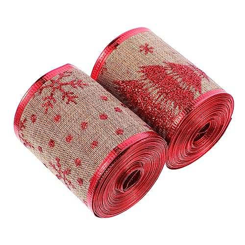 Uonlytech 2 Rollen DIY Weihnachtsband Breit Dekoratives Geschenkband aus Leinen mit Goldener Prägung Vielseitiges Bastelband für Geschenkverpackung Weihnachtsbaumdeko Party und DIY Uonlytech 2 Rollen DIY Weihnachtsband Breit Dekoratives Geschenkband aus Leinen mit Goldener Prägung Vielseitiges Bastelband für Geschenkverpackung Weihnachtsbaumdeko Party und DIY von Uonlytech