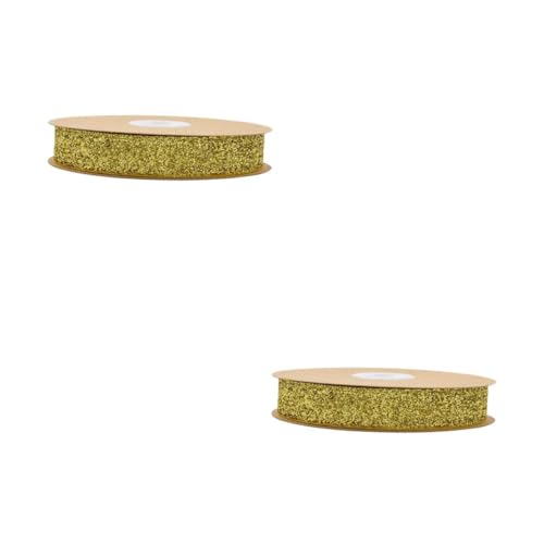 Uonlytech 2 Rollen Goldenes Flockband Dekoratives Unelastisches Geschenkband für Diy Hochzeit Partys und Bastelarbeiten für Kleidung Haaraccessoires und von Uonlytech