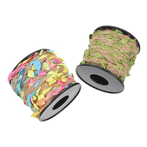 Uonlytech 2 Rollen Künstliche Hanfseile mit Blättern Langlebige Bastelschnur für DIY Handwerk Garten und Raumdekoration Vielseitig Einsetzbar für Feste und Kreative Projekte von Uonlytech