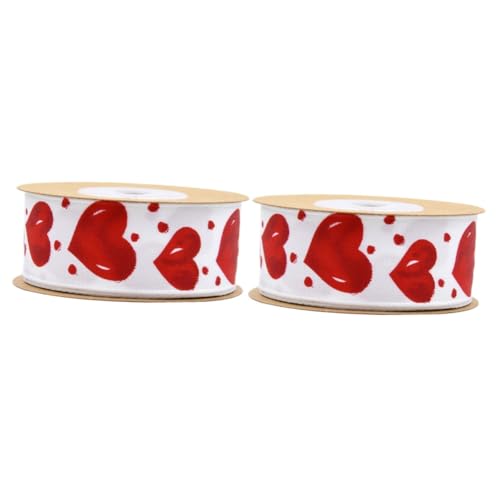 Uonlytech 2 Rollen Liebesband seidenband ribbon präsentbox geschenkeband Handgemacht zöpfe Strauß farbige Etiketten Herz Dekorationen Band zum Verpacken Gold dekoratives Band Polyesterband von Uonlytech