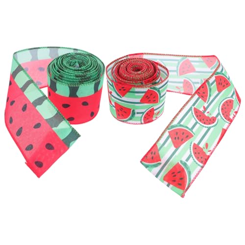 Uonlytech 2 Rollen Obstband Mit Drahtrand Für Die Verpackung Von Tortenschachteln, Dekoration, 4,5 M Wassermelonen-motivband Für Diy-projekte Im Frühling Und Sommer Uonlytech 2 Rollen Obstband Mit Drahtrand Für Die Verpackung Von Tortenschachteln, Dekoration, 4,5 M Wassermelonen-motivband Für Diy-projekte Im Frühling Und Sommer von Uonlytech