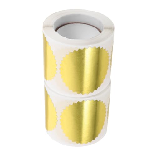 Uonlytech 2 Rollen Schablonenaufkleber Prägung geprägt Zertifikat Stempel Hochzeit Siegel Aufkleber kreative Diplom-Medaillenaufkleber Unterlage aus Pergaminpapier Golden von Uonlytech
