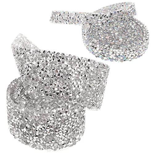 Uonlytech 2 Rollen Selbstklebendes Strassband Ab Farbige und Silberne Strasssteine Zuschneidbar für DIY Dekoration von Kleidung Schuhen Handyzubehör und Bastelarbeiten von Uonlytech
