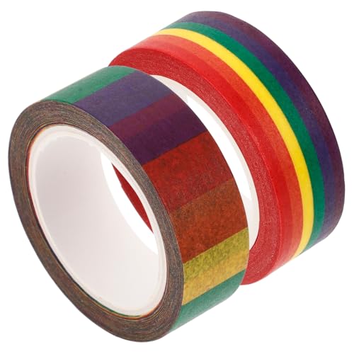 Uonlytech 2 Rollen Taschenband Party Dekoration Pads Streifen Und Dekoratives Washi Tape Washi-Tape-Ästhetik Scrapbooking Washi Tape Bastelband dekorative klebebänder selber machen Papier von Uonlytech
