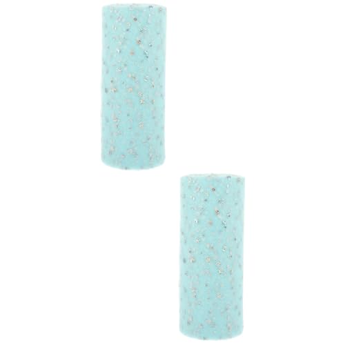 Uonlytech 2 Rollen Tüllstoff Rolle mit Glitzernden Pailletten Yards für Diy Bastelarbeiten Hochzeitsdekoration Partys und Blumenarrangements Wasserblau von Uonlytech
