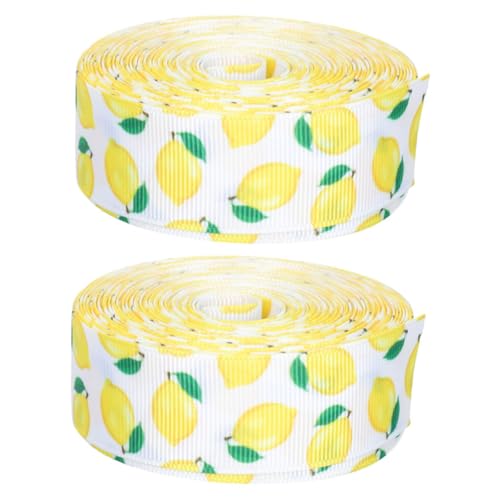 Uonlytech 2 Rollen Zitronen Dekorband mit Drahtkante Polyester Geschenkverpackungsband Vielseitig für Blumen Kränze DIY Bastelprojekte Frühlings Sommerdeko von Uonlytech