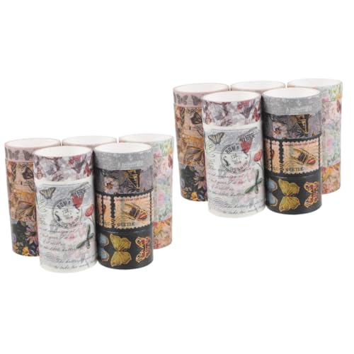 Uonlytech 2 Sätze Blumenpapierband Verpackung Sammelalbum Scrapbook-diy-klebebänder Blumen- Blumenbänder Buntes Dekoband Wickelbänder Musterband Klebestreifen Aufkleber 17 Rollen * 2 von Uonlytech