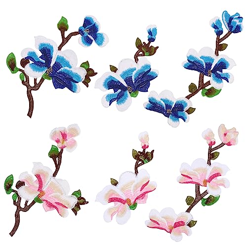 Uonlytech 2 Sätze Blumenstickerei Patches Teiliges Set in Rosa und Himmelblau für Kleidung Hüte und Kostüme Vielseitige Applikationen für Diy Dekorationen von Uonlytech