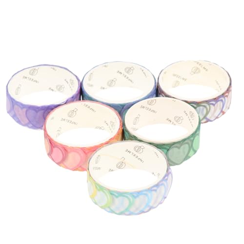 Uonlytech 2 Sätze Dekorative Washi Herz Aufkleber Diy Scrapbooking Herz Sticker Mischfarben Selbstklebende Klebebänder Für Kunstprojekte Und Fotoalben 6 Rollen * 2 von Uonlytech