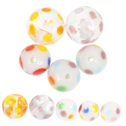 Uonlytech 2 Sätze Diy Handgemachte Glasperlen Mit Punktdesign Bunte Bastelperlen Für Schmuckherstellung Armbänder Und Ohrringe 10 Stück * 2 von Uonlytech