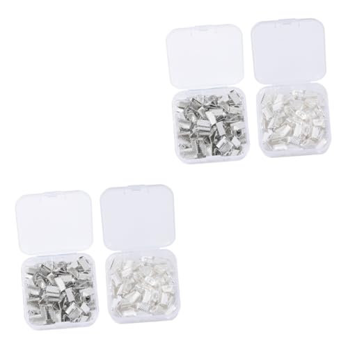 Uonlytech 2 Sätze Eisenband Armband Lesezeichen Quetschperlen Klemmen Für Diy Schmuck Faltbare Crimp Endstücke Für Armbänder Und Zubehör Für Schmuckherstellung 100 Stück * 2 von Uonlytech