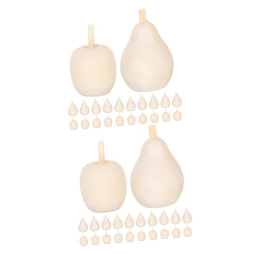 Uonlytech 2 Sätze Fruchtschmuck Aus Holz Fruchtanzeige Unbemalte Äpfel Basteln Unbemaltes Handwerk Fälschung Malen Graffiti-früchte Unbemalte Obstdekorationen Aus Holz Beige 20 Stück * 2 von Uonlytech