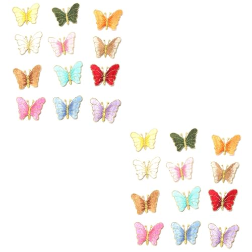 Uonlytech 2 Sätze Gestickter Schmetterlings-patch Stickereiflecken Flicken Für Kleidung Butterflies Patches Clothing Patches Aufnäher Mit Schmetterlingen Stoffreparaturflicken 12 Stücke * 2 von Uonlytech