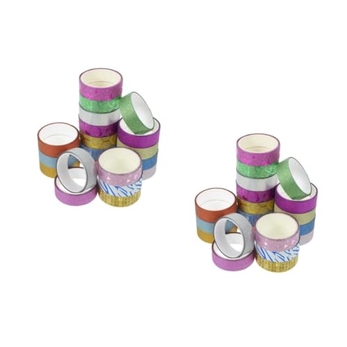 Uonlytech 2 Sätze Glitzerband Klebeband Farbiges Papier Funkeln Roségoldenes Seidenpapier Blumenband Junk-journal-zubehör Abdeckband Aufkleber Washi-tape- Opp Papier 30 Stück * 2 von Uonlytech