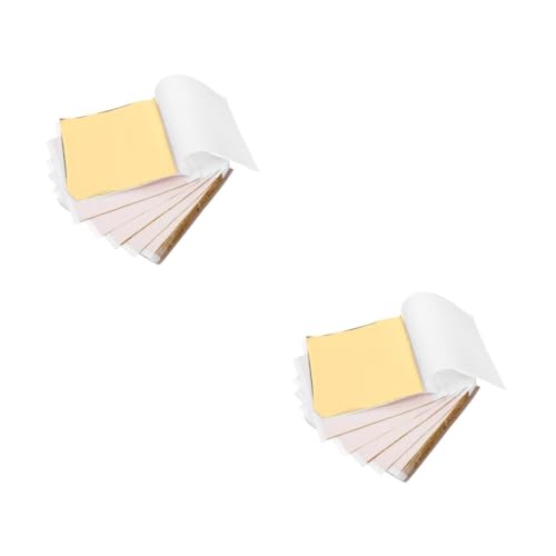 Uonlytech 2 Sätze Goldfolie Metallisches Origami-papier Metallisches Kartonpapier Glitzernde Goldflocken Folie Origami-papier Golden Eloxiertes Aluminium 100 Stück * 2 von Uonlytech