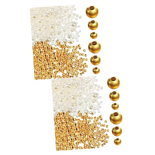 Uonlytech 2 Sätze Goldperlen + Perlen Schmuck Abstandsperlen Lieferungen Kleine Perlen Abstandshalter Perlen Für Schmuckhersteller Perlen Und Perlen Reiz Halskette Metall 900 Stück * 2 von Uonlytech