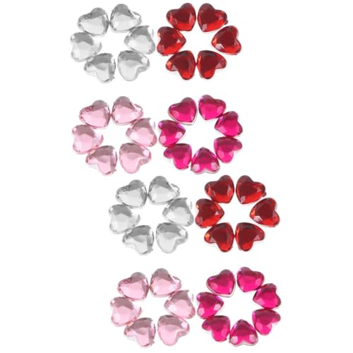 Uonlytech 2 Sätze Herzförmige Diamantschmuckzubehör Herz Flache Rückseiten Herz-strasssteine ​​mit Flacher Rückseite Bastelset Basteln Strass Flatback Strassverzierungen Acryl 400 Stück * 2 von Uonlytech
