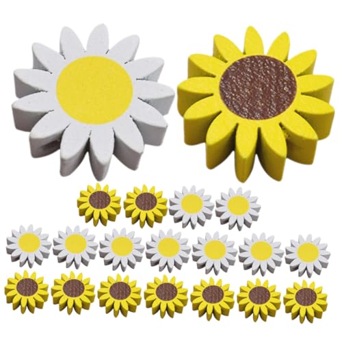 Uonlytech 2 Sätze Hölzernperlen -girlandezubehör Blumen- Klein Party Süße Perlen Dekorationen Bunt Gänseblümchen-handwerk Form Handarbeit Holzperle Bastelperle Aus Holz 20 Stück * 2 von Uonlytech