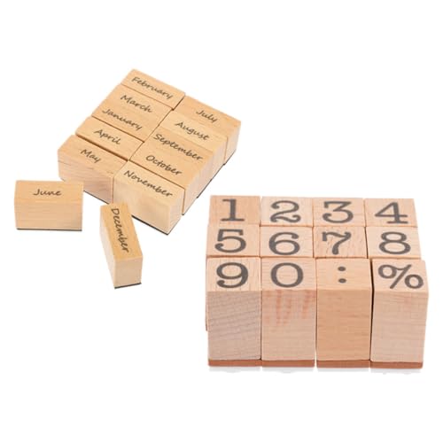Uonlytech 2 Sätze Holz Digitales Siegel Planer Stempel Journal -briefmarken Datum Scrapbooking Scrapbooking-holzstempel Scrapbooking Holzstempel Handwerkliche Nummernstempel Buchstempel Holz von Uonlytech