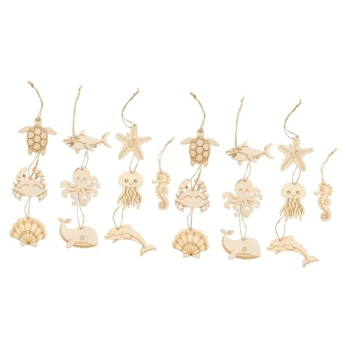 Uonlytech 2 Sätze Holzscheiben Selber Machen Ornamente Qualle Dein Sammelalbum Tiere Hai Kunsthandwerk Aus Holz Holzhandwerksvorräte Diy-graffiti-chip Holzbretter Hanfseil Beige 60 Stück * 2 von Uonlytech