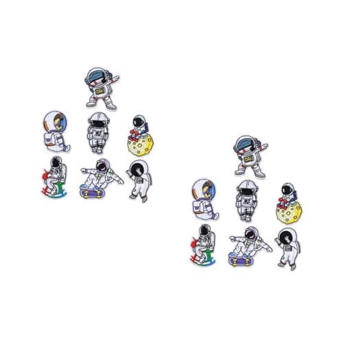 Uonlytech 2 Sätze Teiliges Set Diy Kleidung Aufnäher Astronaut Stickerei Applikationen Für Kleidung Dekoration Jeans Reparatur Patch Vielseitig Einsetzbar Für Bekleidung Taschen 7 Stück * 2 von Uonlytech