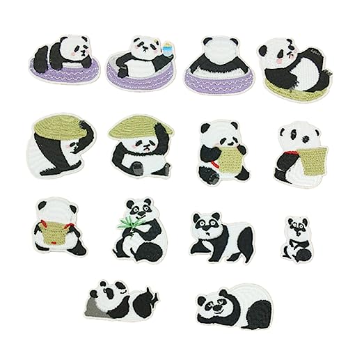 Uonlytech 2 Sätze Teiliges Set Panda Stickerei Patches Zum Aufbügeln Und Aufnähen Für Kleidung Taschen Und Kunsthandwerk Süße Applikationen Für Jeans Jacken Und Kreative Deko 14 Stücke * 2 von Uonlytech