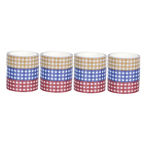 Uonlytech 2 Sätze Vintage Grid Pattern Washi Tape Diy Klebebänder Für Scrapbooking Und Journaling Dekorative Aufkleber Rot Blau Gelb Für Kreative Bastelprojekte 12 Rollen * 2 von Uonlytech
