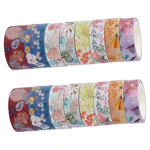 Uonlytech 2 Sätze Washi Tape Blumenmuster Mit Bronzing Dekoratives Klebeband Für Diy Projekte Scrapbooking Und Kreative Journale Teiliges Opp Verpackung 8 Rollen * 2 von Uonlytech