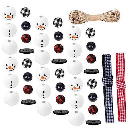 Uonlytech 2 Sätze Weihnachts Holzperlen Schneemann DIY Bastelperlen für Festliche Dekorationen Glatte Oberfläche Sicher und Vielseitig für Weihnachtsdeko und Geschenkideen Zufällige Farbe von Uonlytech